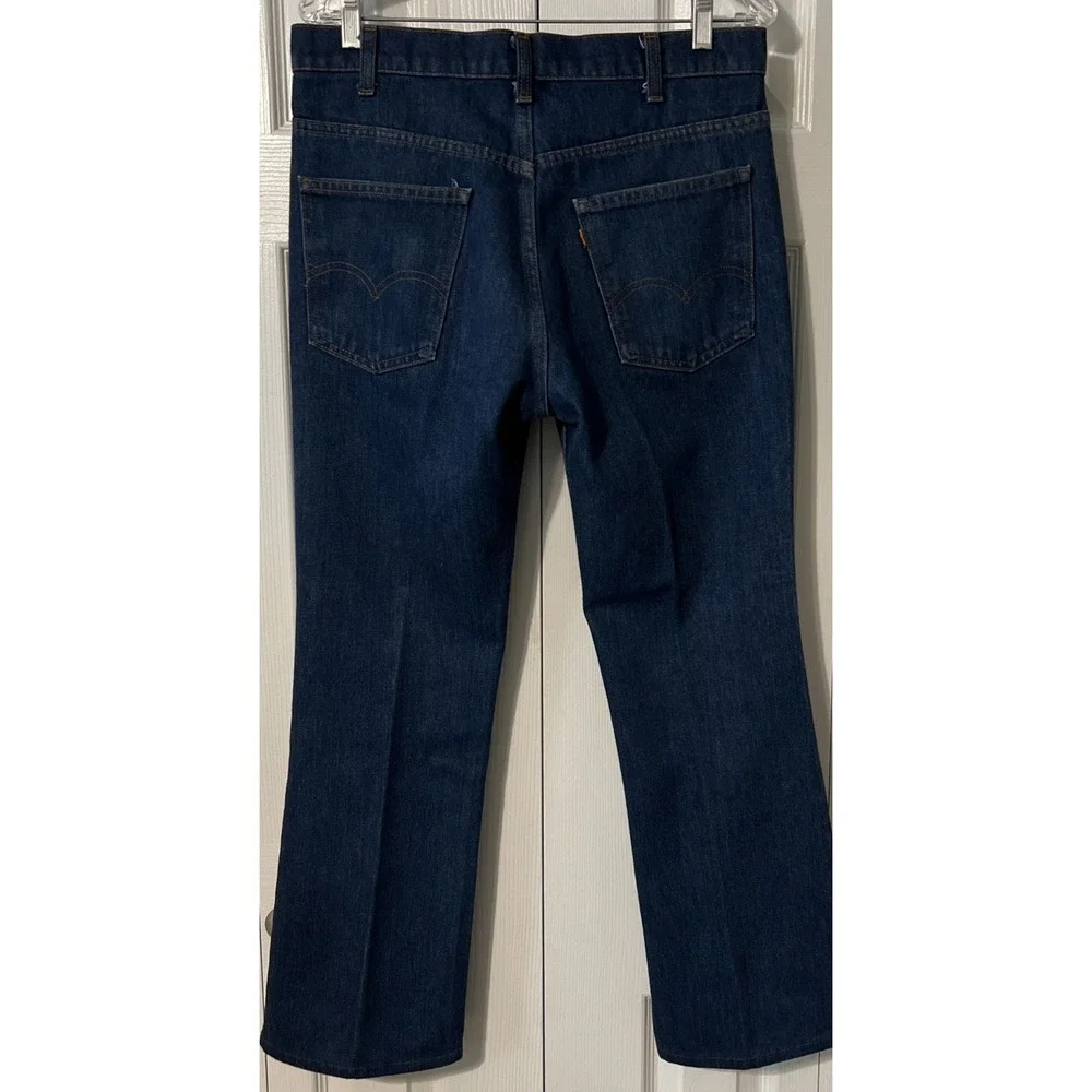 Vintage 80s Levi's 517 Boot Cut Orange Tab Dark Wash Blue Jeans Sz 34x30 (34x29)